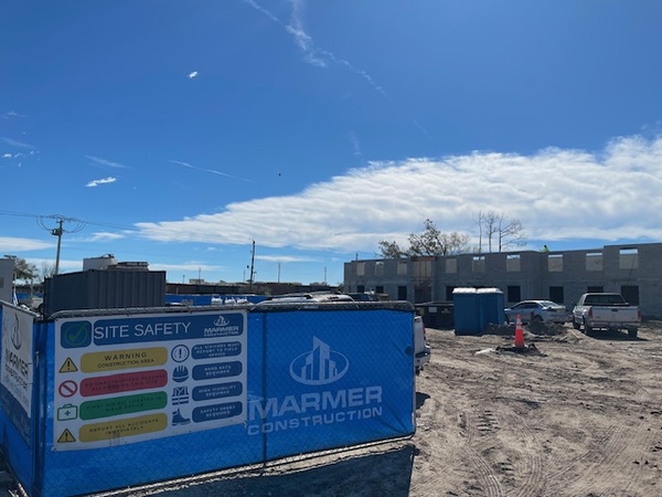 Marmer Construction fence and outer shell of Hermosa Arcadia.